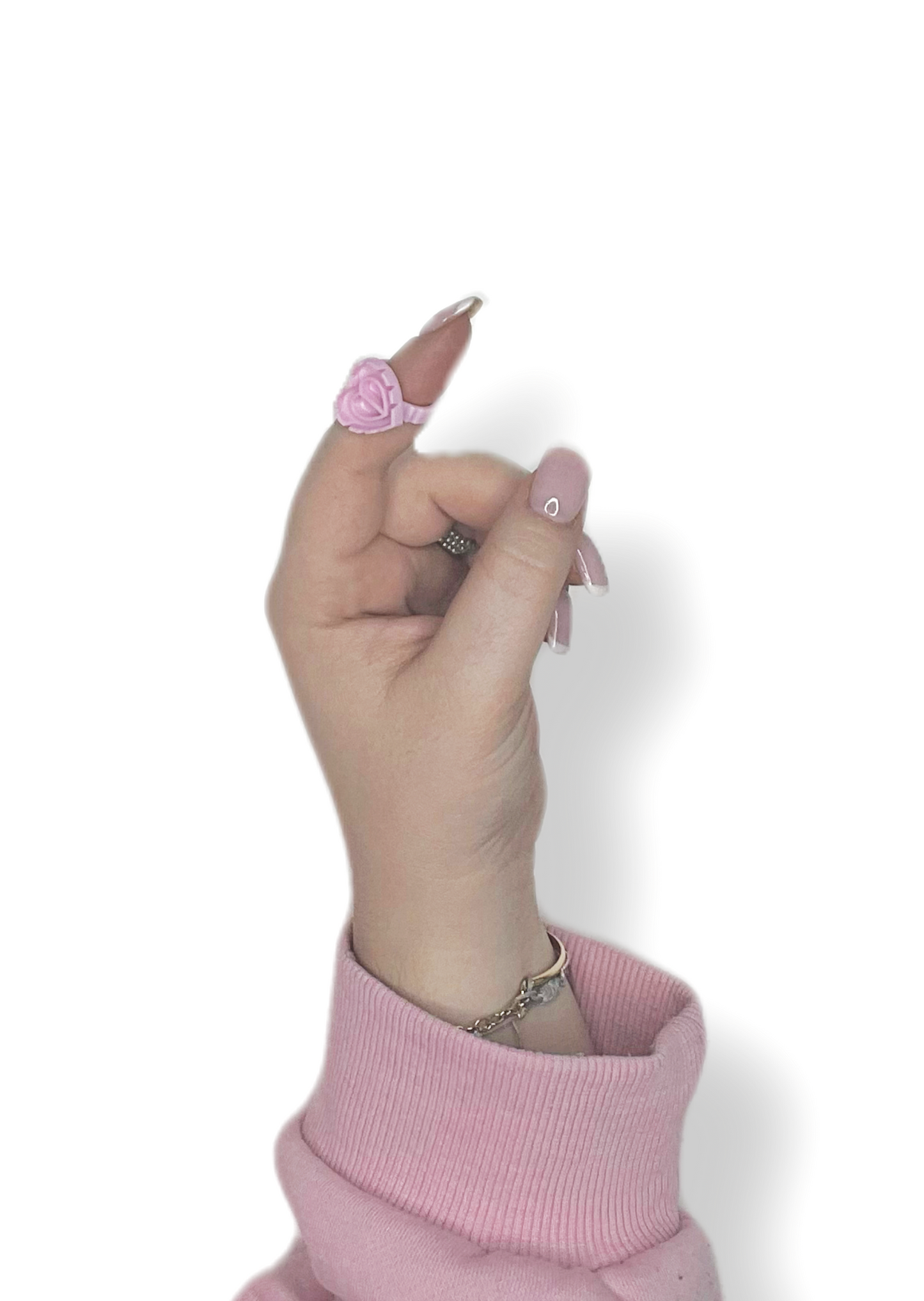 Bague à colle volume russe - pink heart (lot de 20)